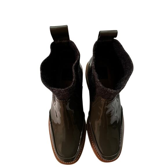 Dolce Vita Patent Chelsea Ankle Boots Olive Green Chunky Heel NWOT Size 7 - Picture 2 of 6